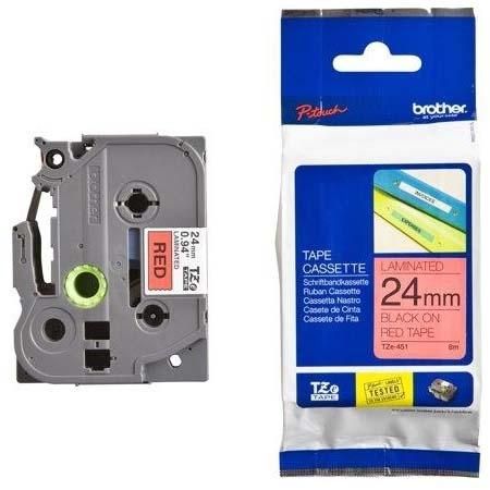 BROTHER Cinta laminada rojo/ negro 24mm